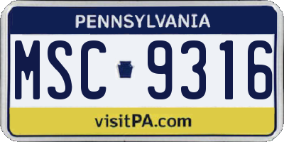 PA license plate MSC9316