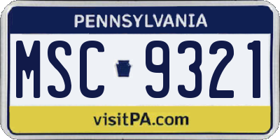 PA license plate MSC9321