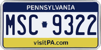 PA license plate MSC9322