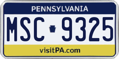 PA license plate MSC9325