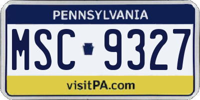 PA license plate MSC9327