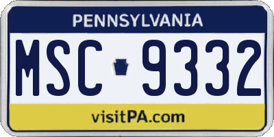 PA license plate MSC9332