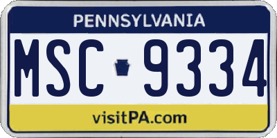PA license plate MSC9334