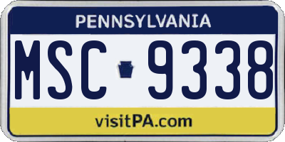 PA license plate MSC9338
