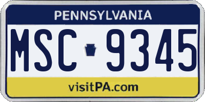 PA license plate MSC9345
