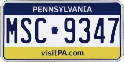 PA license plate MSC9347