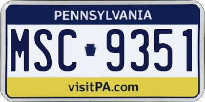 PA license plate MSC9351