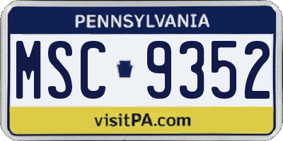 PA license plate MSC9352