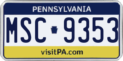 PA license plate MSC9353