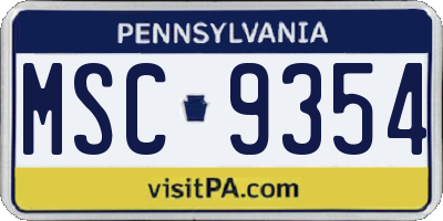 PA license plate MSC9354