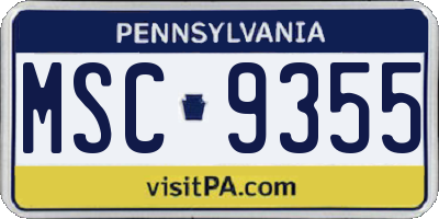 PA license plate MSC9355