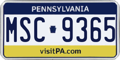 PA license plate MSC9365
