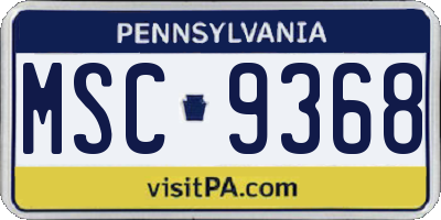PA license plate MSC9368