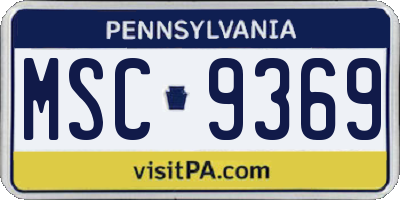 PA license plate MSC9369