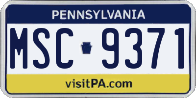 PA license plate MSC9371
