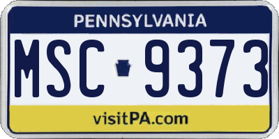 PA license plate MSC9373
