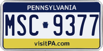 PA license plate MSC9377