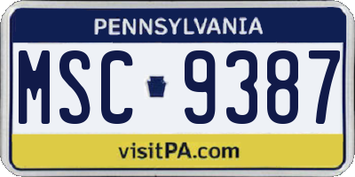 PA license plate MSC9387