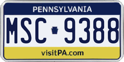 PA license plate MSC9388