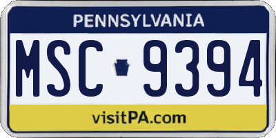 PA license plate MSC9394