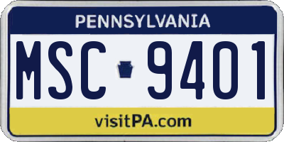 PA license plate MSC9401