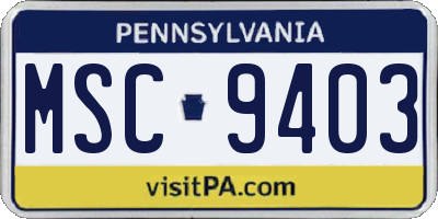 PA license plate MSC9403
