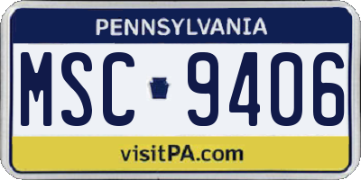 PA license plate MSC9406