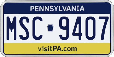 PA license plate MSC9407