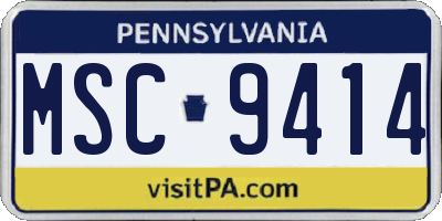 PA license plate MSC9414