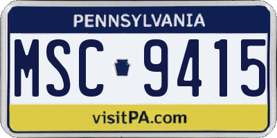 PA license plate MSC9415