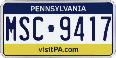 PA license plate MSC9417