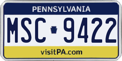 PA license plate MSC9422