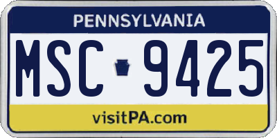 PA license plate MSC9425