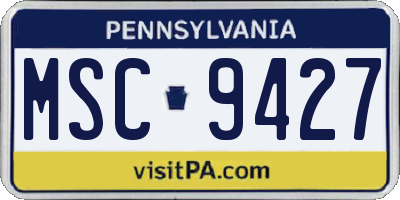 PA license plate MSC9427