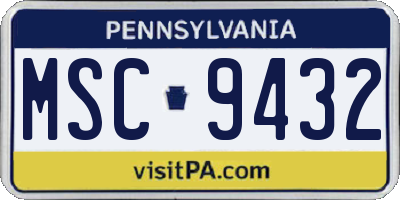 PA license plate MSC9432