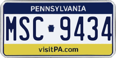 PA license plate MSC9434