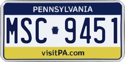 PA license plate MSC9451