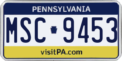 PA license plate MSC9453