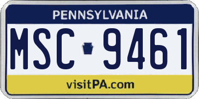 PA license plate MSC9461