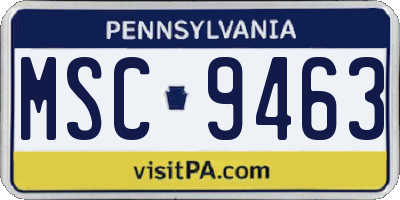 PA license plate MSC9463