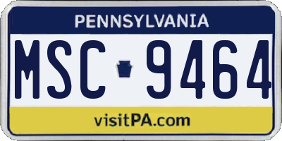 PA license plate MSC9464