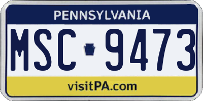 PA license plate MSC9473