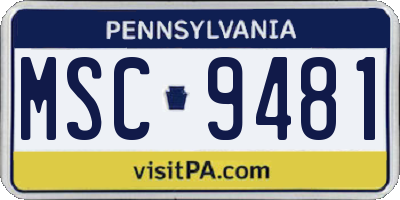 PA license plate MSC9481