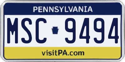 PA license plate MSC9494