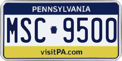 PA license plate MSC9500
