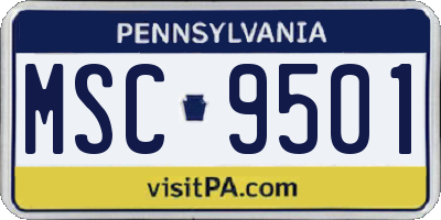 PA license plate MSC9501