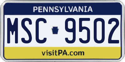 PA license plate MSC9502