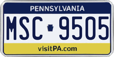 PA license plate MSC9505