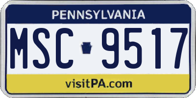 PA license plate MSC9517