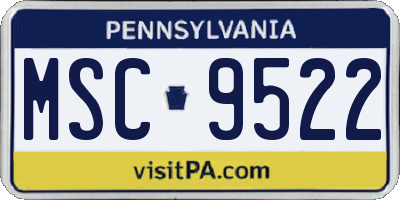 PA license plate MSC9522